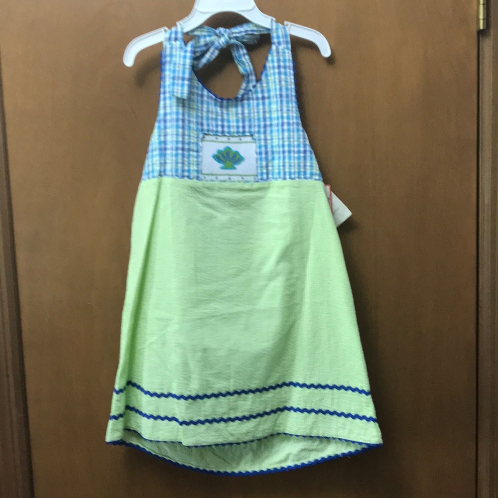 Little threads seersucker and embroidered dress
